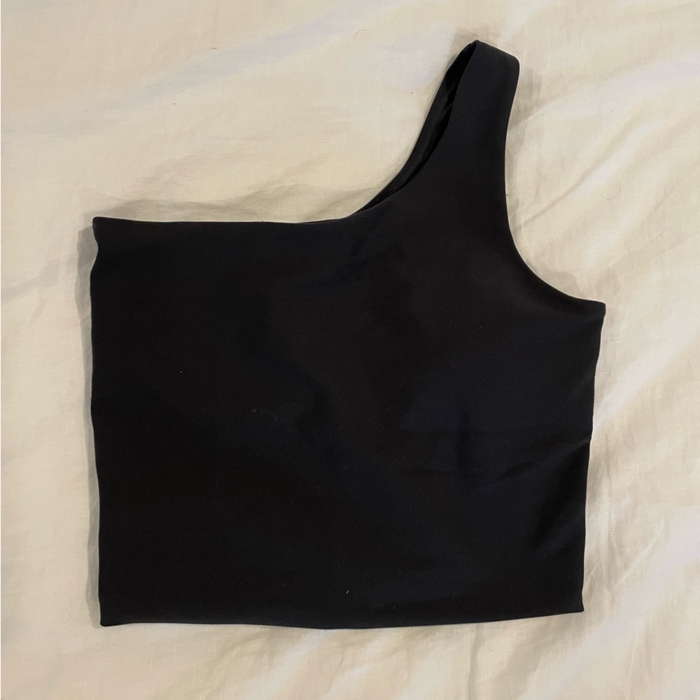 Black one shoulder workout top
